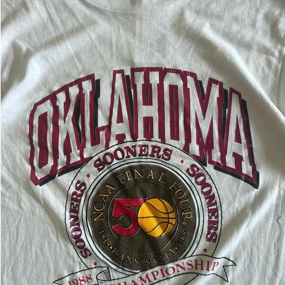 1988 Vintage Oklahoma Sooners March Madness White T Shirt Size L - Picture 2 of 4